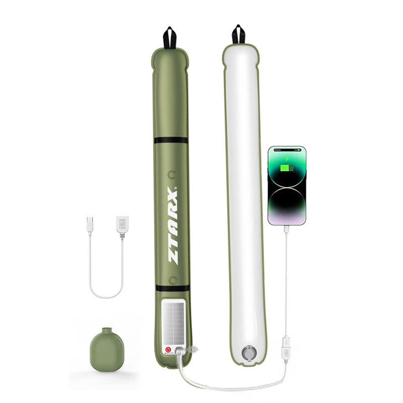 ZTARX lámpara de estilo de acampada al aire libre lámpara inflable colorida columna de aire luz de relleno impermeable plegable magnética solar lámpara de estilo de acampada