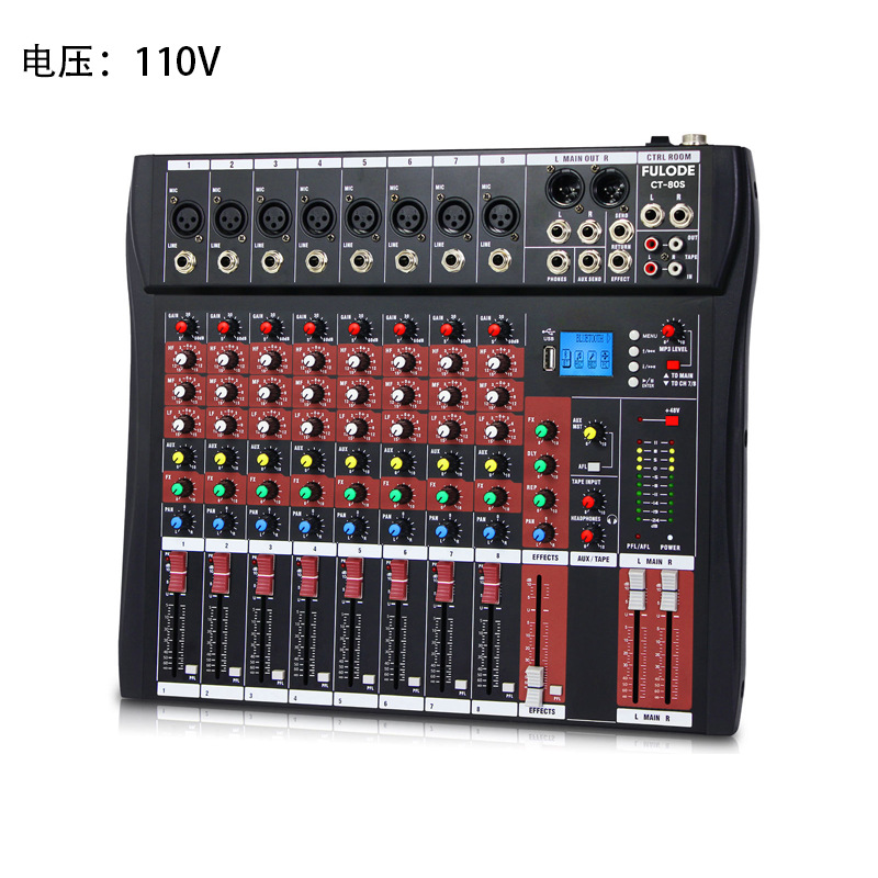 Consola de mezclas profesional de 8 canales, 6 canales con reverberación para actuaciones en grandes escenarios, bodas, transmisiones en vivo, USB, Bluetooth, consola de mezclas para DJ.