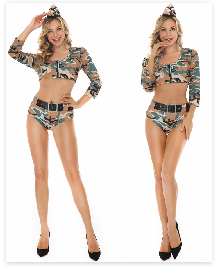 Sexy Cosplay Instructor Camouflage Split Four-piece Suit Wholesale Nihaojewelry display picture 3