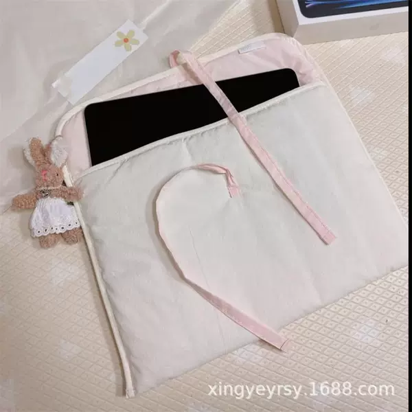 Korean-Style Ballet-Style Tablet Bag, Simple Dual-Model Cotton Material, 11inch Tablet Storage Bags