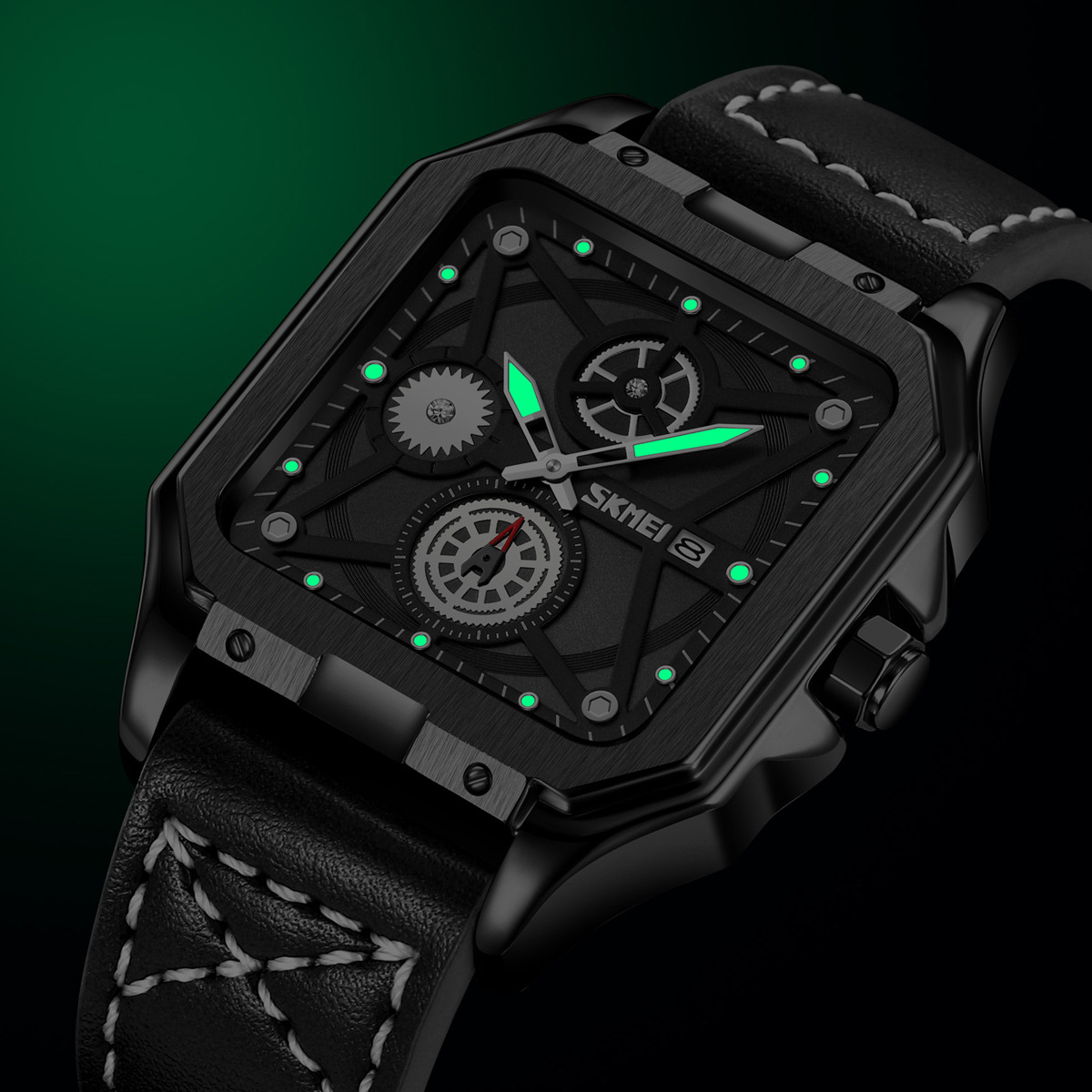 Momento Meiyuan fábrica de reloj de pulsera de engranaje cuadrado para hombres correa retro impermeable relojes de cuarzo transfronterizos en stock