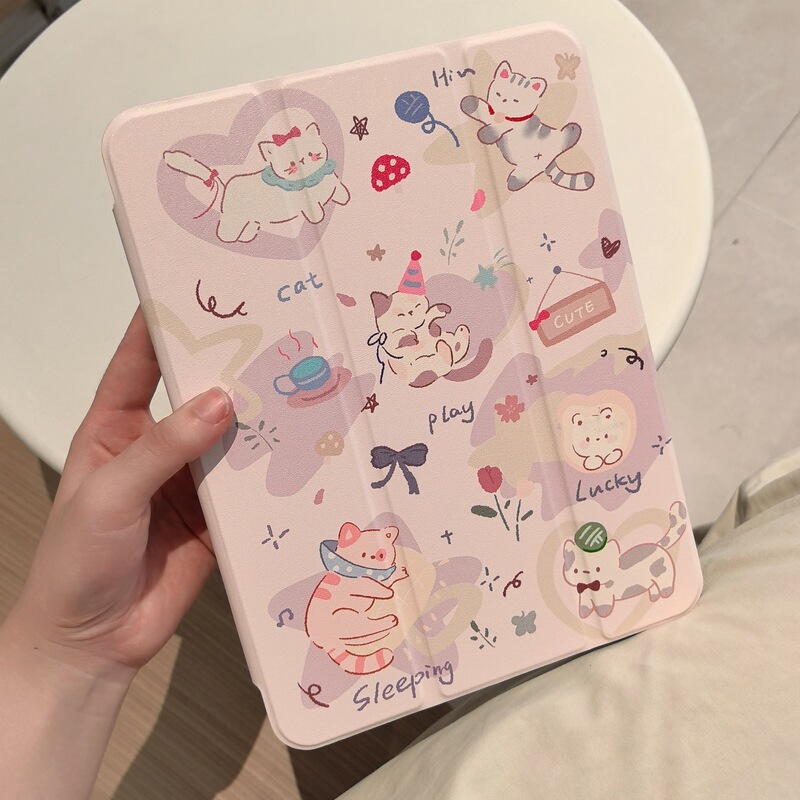 2026 Model 12Th Generation iPad Protective Case Cartoon Pro 11inch Three-Fold 9Th Generation 10.2 Transparent Air8 Protective Case Mini