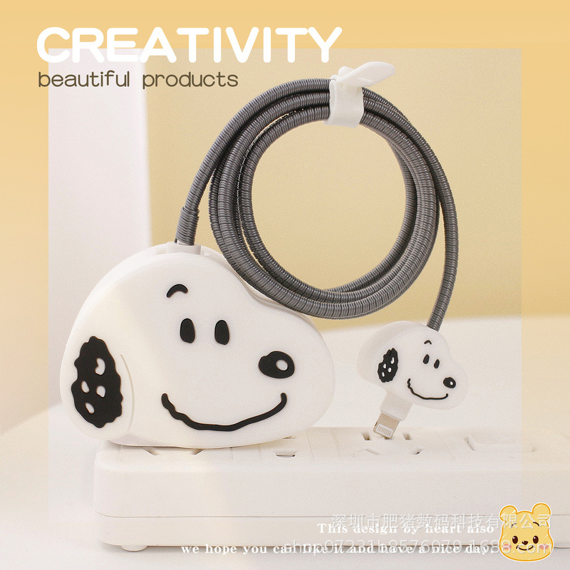 Nuevo cable de datos de dibujos animados cubierta protectora adecuado para Apple carga rápida cabeza 18/20W carga cabeza cubierta protectora Winder