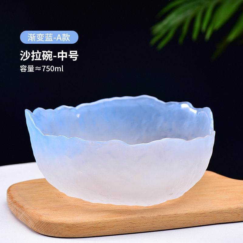 Venta al por mayor estilo nórdico patrón de martillo transparente borde dorado ensaladera de vidrio hogar plato de fruta de postre de alto aspecto vegetal