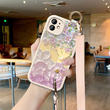 云上紫花适用于苹果12手机壳12pro油画iPhone14新款promax女13创