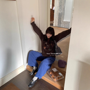 【You Think】十三行时尚通勤设计感印花立体工艺宽松百搭长袖T恤-阿里巴巴