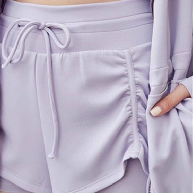 Lined Pleated High-Waisted Drawstring Yoga Pants Anti-Exposure Running Sports Shorts Training Fitness Pants Women Summer Quick-Dry Lined Pleated High-Waisted Drawstring Yoga Pants Anti-Exposure Running Sports Shorts Training Fitness Pants Women Summer Quick-Dry