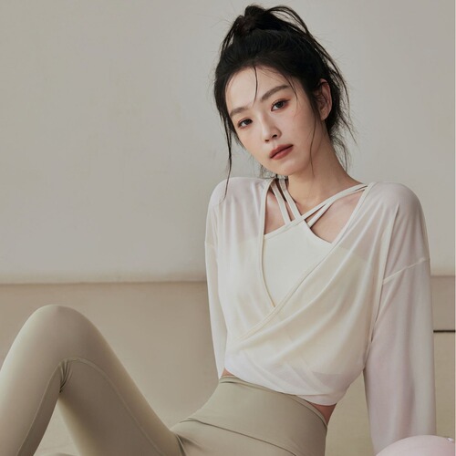 Women's Autumn/Winter Yoga Top with High-End Feel, Long Sleeve Exercise, Quick-Drying Cover Shirt, Pilates Training Fitness Suit Set