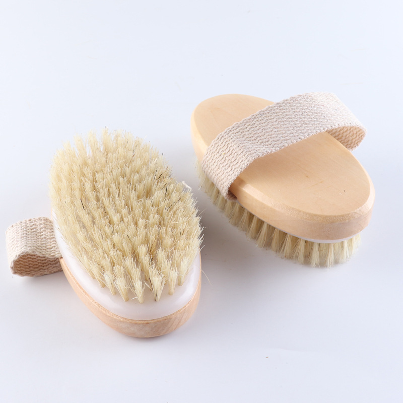 En stock mano cepillo mango-cepillo de baño cepillo de masaje cepillo de baño oval cepillo de baño cepillo de madera cepillo de limpieza del cuerpo