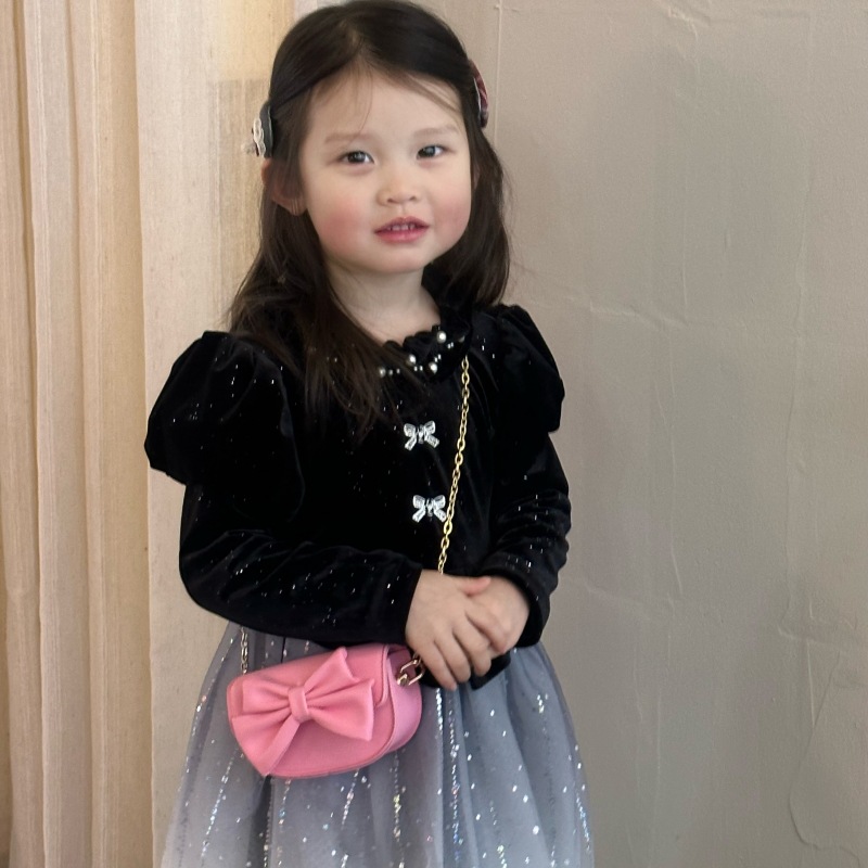 Bolsa de hombro coreana para niñas, estilo extranjero, mini lindas bolsas de arco para niños, 2025 nuevas bolsas de cadenas para niños