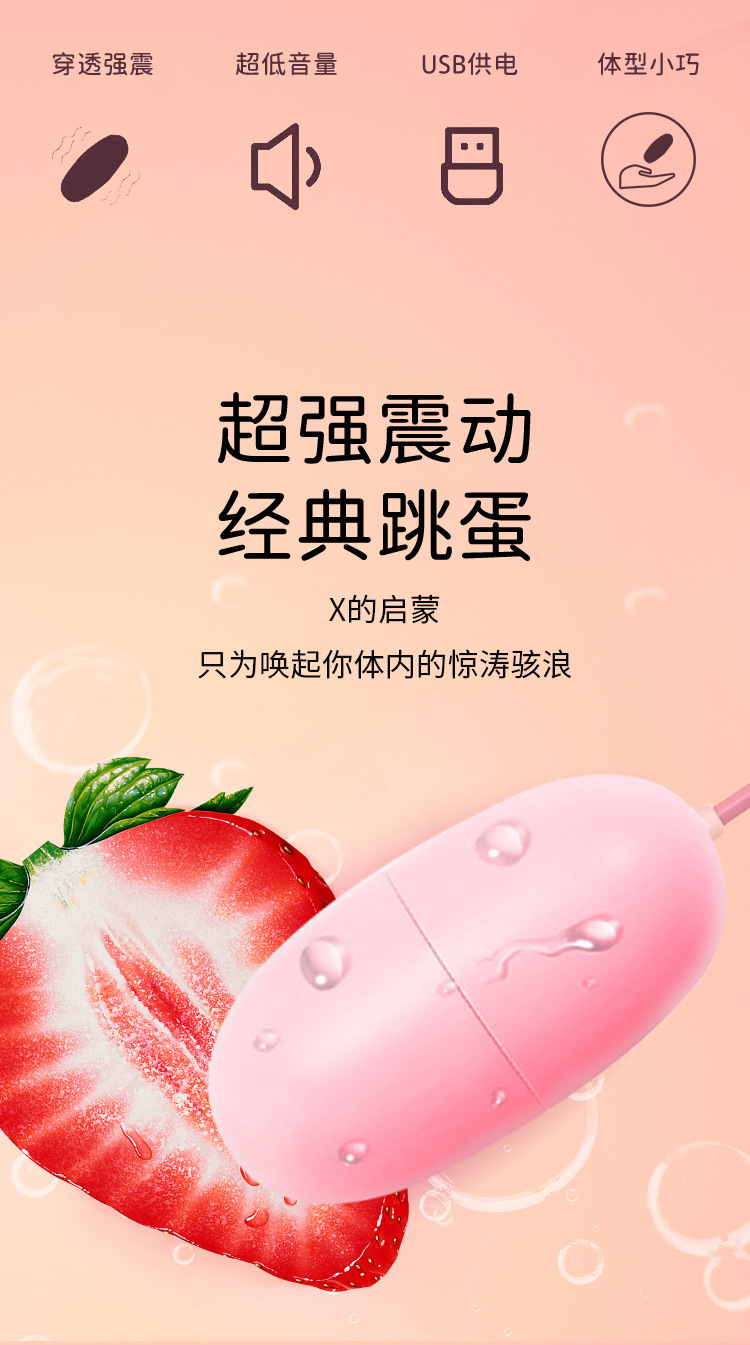Huan Guo USB Single Vibrating Egg Rechargeable Pink ABS Adult Toy — detail image 13