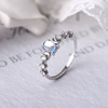 Brand small ring with stone, design advanced one size accessory, silver 925 sample, European style, moonstone