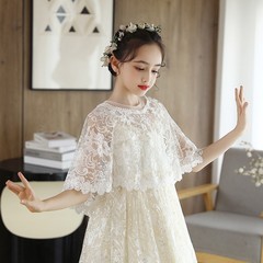 22兒童斗篷寶寶秋季女新款禮服披肩蕾絲女童坎肩外套披肩公主外搭