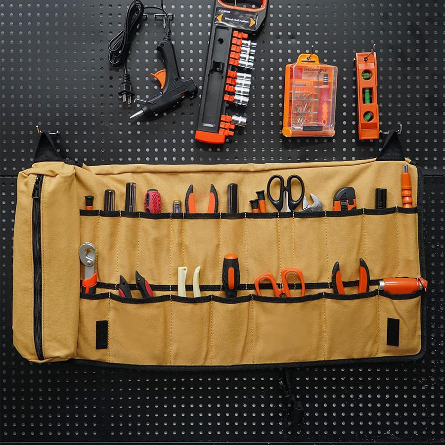 Tool Bag Thickened Wear-Resistant Waterproof Multi-Functional Tool Storage Bag Wrench Canvas Tool Bag Tool Roll Bag
