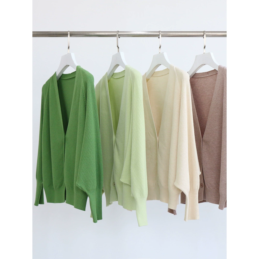 Вязаный свитер с рукавами Бэтмена, женский внешний кардиган с V-образным вырезом и длинными рукавами, короткий Свободный Топ на весну и осень, приталенная пряжа из пряжи