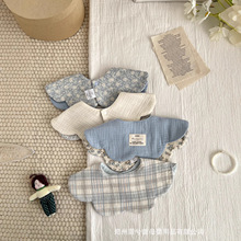 纯棉婴儿口水巾6层棉纱布口水巾围嘴双面印花a类棉宝宝防吐奶围兜