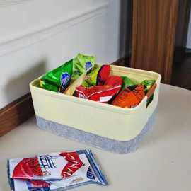 毛毡收纳筐桌面办公收纳篮零食玩具收纳盒衣物药品可移动收纳筐