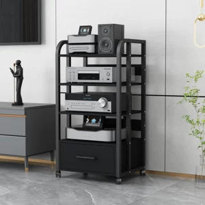 Amplifier Rack with Drawer, Tube Amplifier Stand, Audio Cd Mixer, Karaoke Machine, Home Theater Cabinet