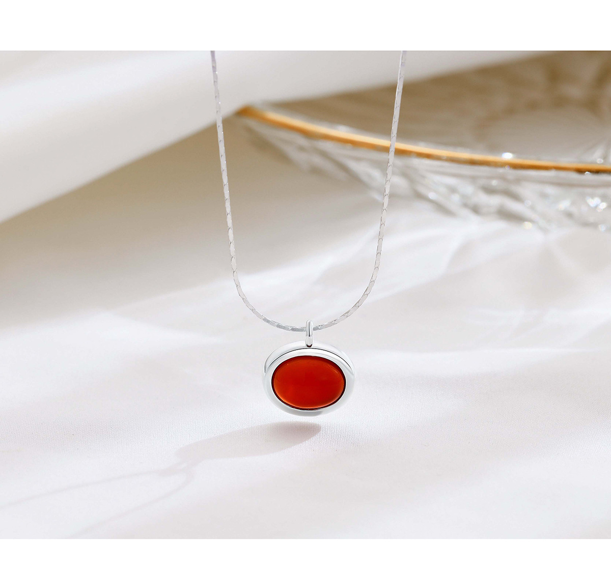 Ig Style Simple Style Round Sterling Silver Artificial Gemstones Pendant Necklace In Bulk display picture 2