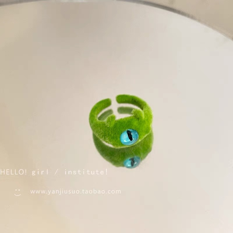 Divertido pequeño monstruo anillo grandes ojos salchicha boca dedo índice anillo dulce fresco dibujos animados lindo novias pareja anillo joyería