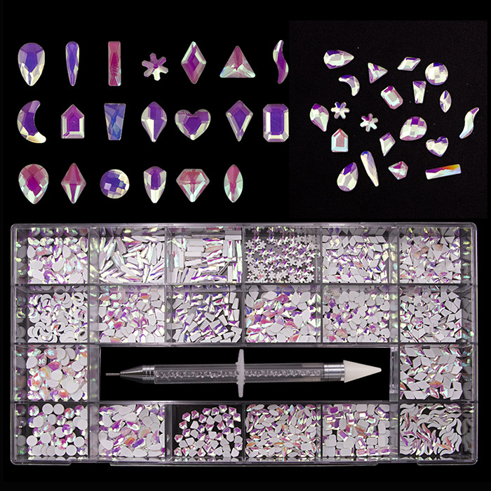 Comercio exterior transfronterizo 21 rejilla de uñas taladro especial en forma de diamante Amazon traje de uñas DIY joyería de uñas taladro de uñas