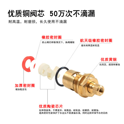 Full copper thickened and extended angle valve hot and cold water faucet three-way valve hot water heater toilet switch eight-character water stop valve for home