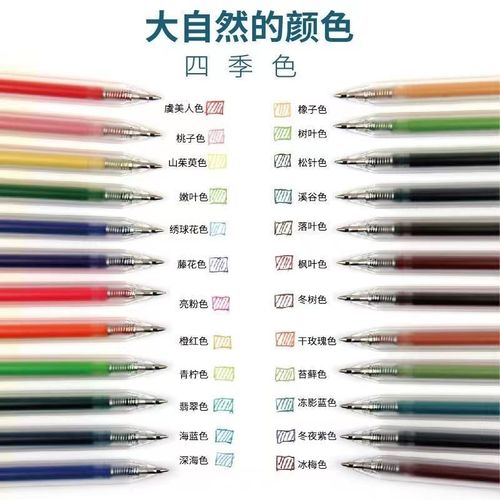Tianzhuo color gel pen press 0.5 press bullet quick-drying natural color four seasons color hand-painted accounting pen