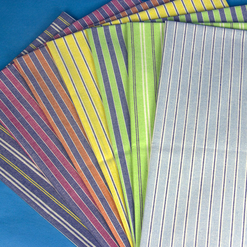 厂家批发 涤棉麻色织 平纹条纹布料服装面料箱包鞋帽窗帘桌布 032