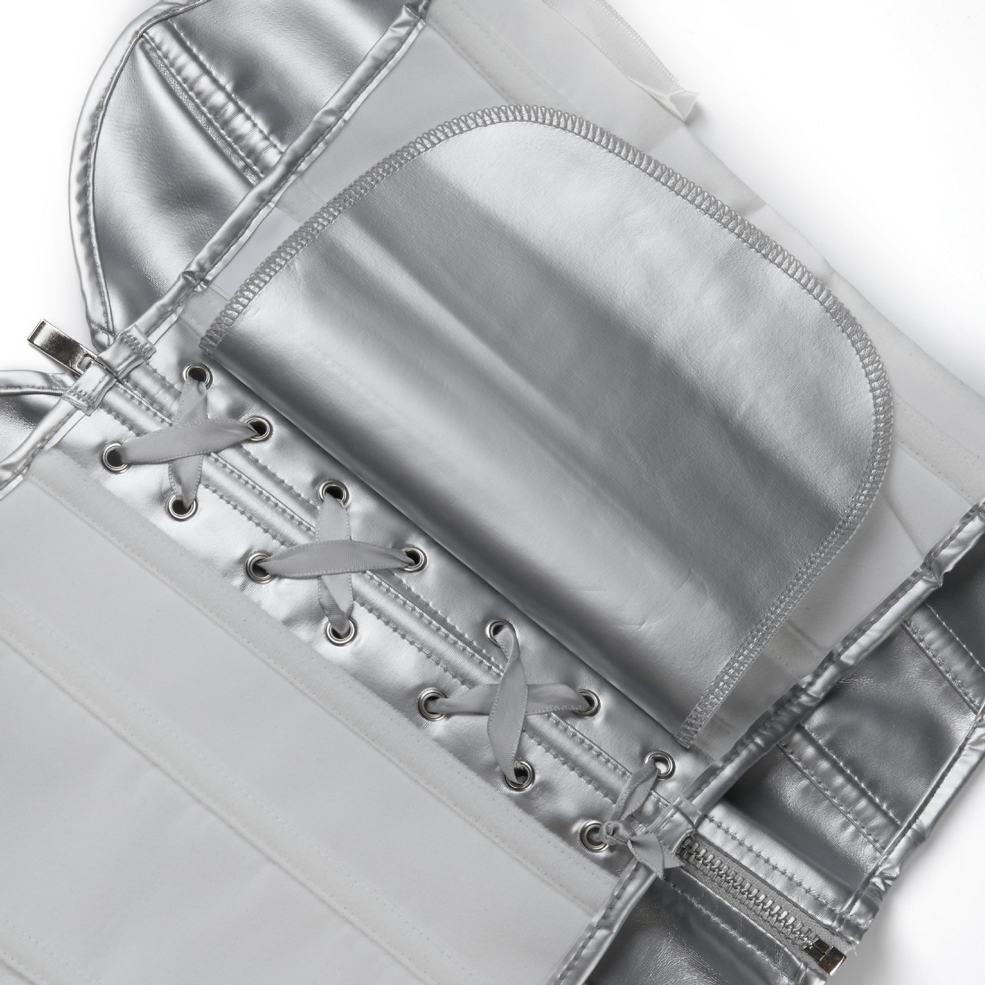 Plateada PVC cremallera abdominal abrazadera de pecho ropa de soporte de pecho ropa de plástico sexy suministro de comercio electrónico transfronterizo