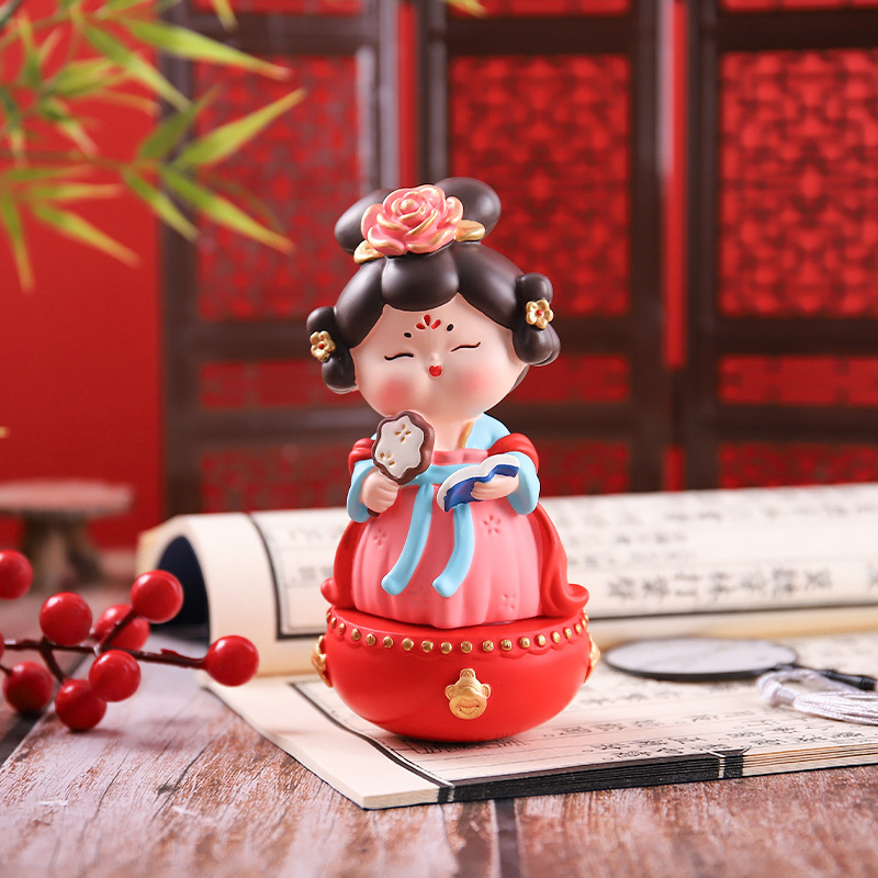 新款国风古典唐宫赋不倒翁小姐姐小号摆件创意桌面摆件送朋友礼物|undefined