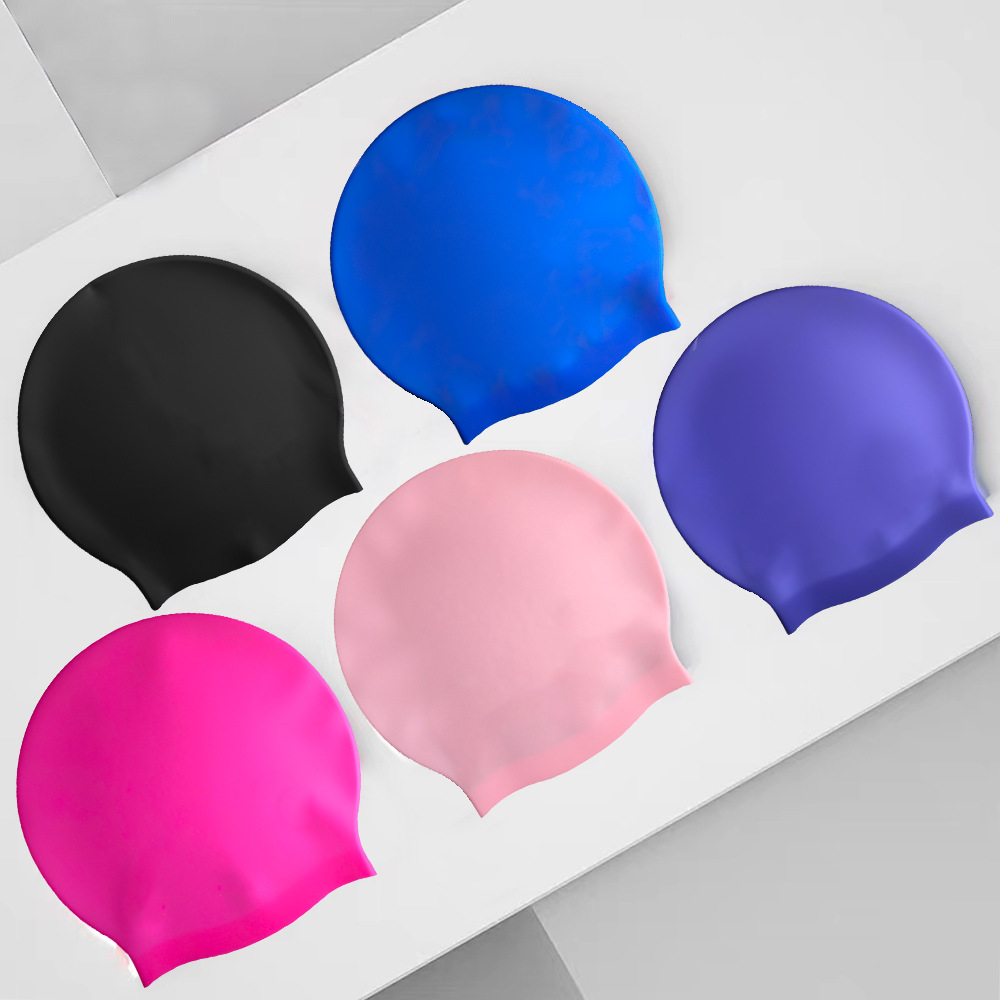 Gorro de natación de silicona impermeable gorra de natación para adultos gorra de oreja plana color sólido gorra de natación ordinaria para hombres y mujeres gorro de natación de silicona para niños cuidado del cabello