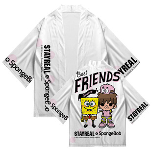 Cross-border Source Summer Spongebob 3D Print Adult Ethnic Japanese Top Kimono Cardigan Robe