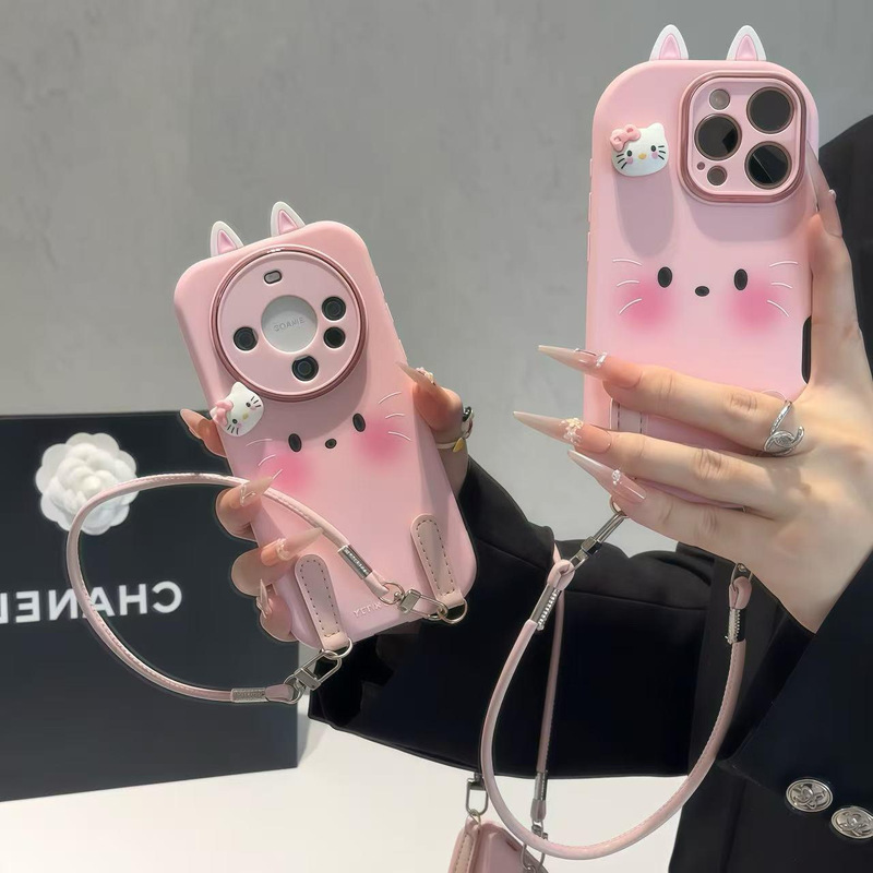 适用苹果17手机壳iPhone16ProMax可爱猫表情15/14支架13挂绳12/11|undefined