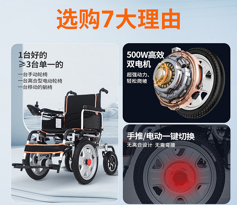 Billionaire Elderly Electric Wheelchair with Large Front Wheels, Flexible Folding, Smart Electric Mobility Scooter for Disabled and Elderly