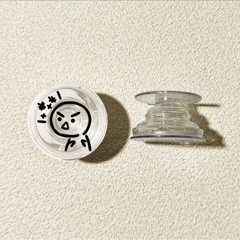 Líneas pequeñas personas redondas airbag soporte tipo pegado en la parte posterior del teléfono móvil portátil soporte retráctil 360 ° de rotación