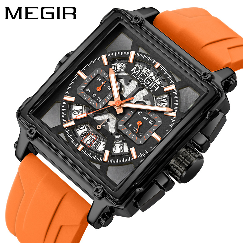 Meigel – montre à Quartz pour hommes, carrée, étanche, brillante, Sport, chronomètre multifonctionnel, nouvelle collection 2023_voghion.com