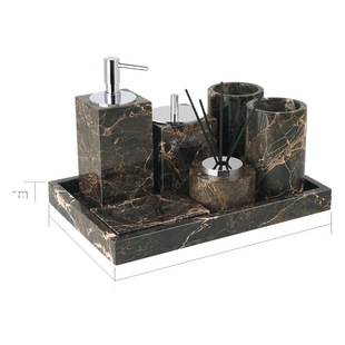 Deep Brown Natural Marble Bathroom Kit Light Luxury New Chinese Bathroom Products Aromatherapy Tray Ornaments Tissue Box