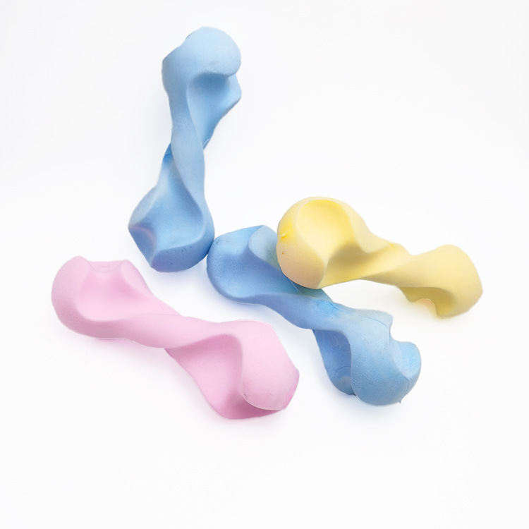 Nuevo macaron TPR espuma leche sabor hueso perro juguete nudo dientes moler palo juguete para mascotas color caramelo