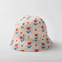 moinmlon春夏新款女童遮陽防曬帽鬱金香寶寶透氣棉布盆帽嬰兒帽子