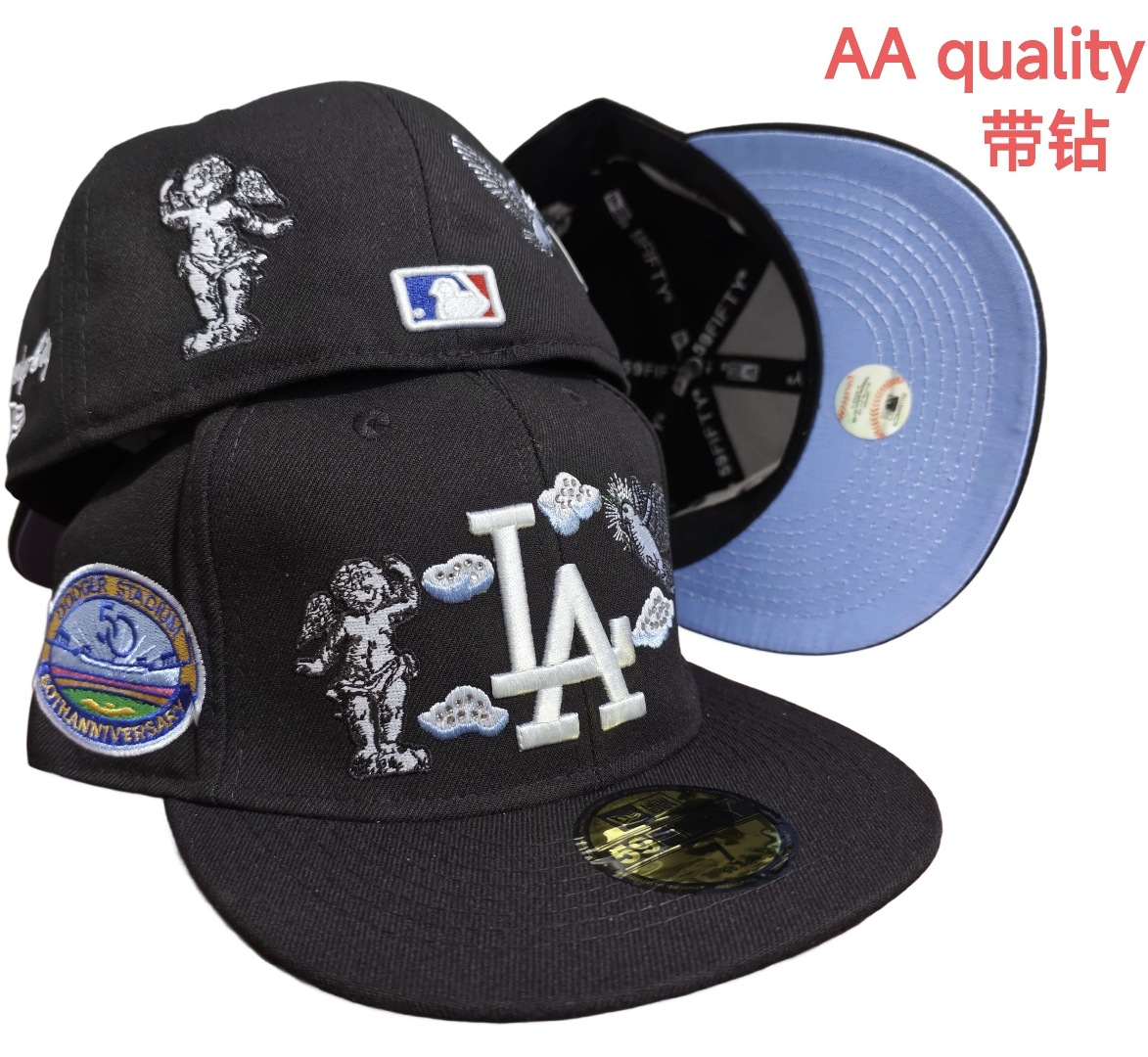 2025 nueva venta caliente exportación transfronteriza MLB gorra de béisbol AA patrón ala plana tamaño de moda sombrero de ala plana