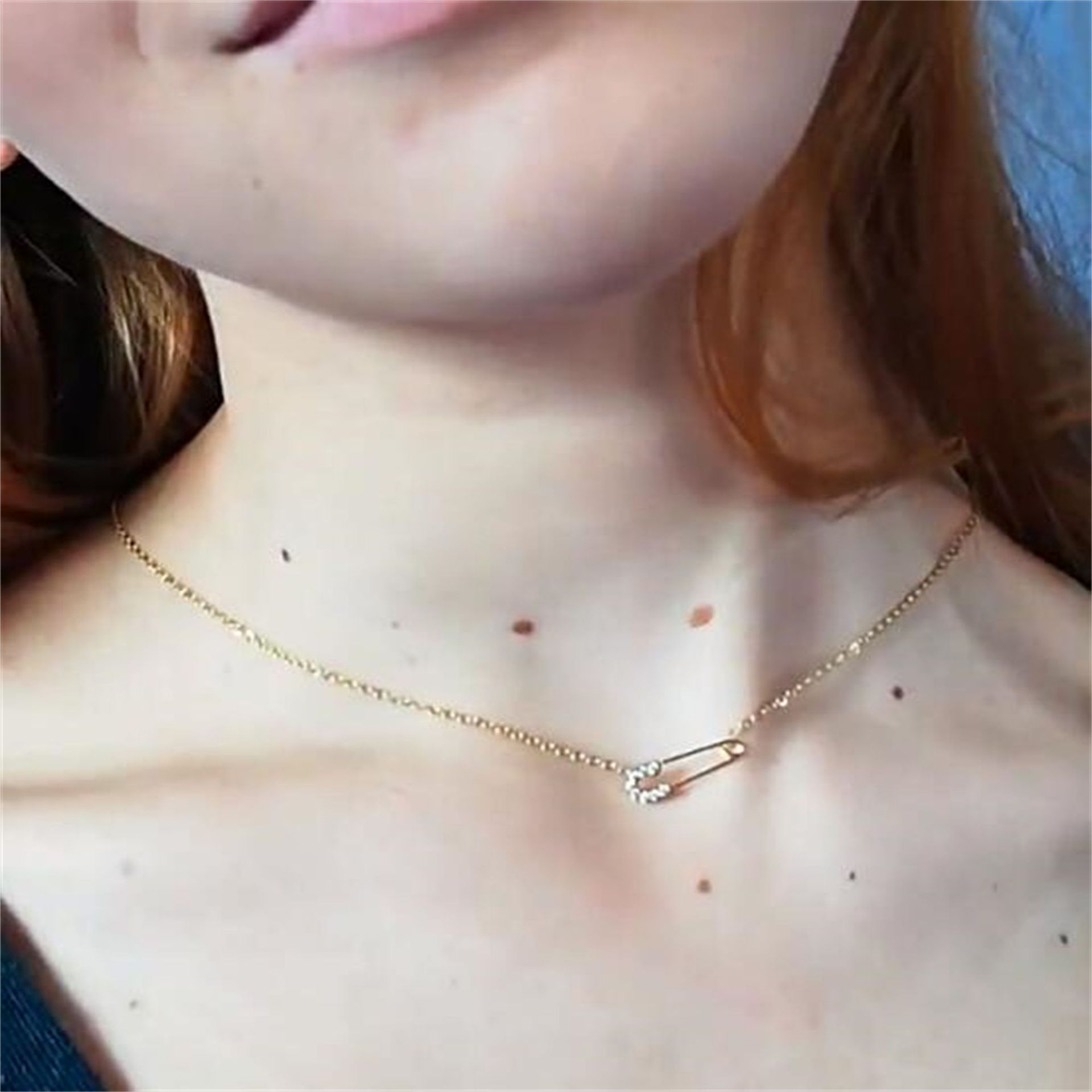 Fashion Paper Clip Copper Necklace Artificial Rhinestones Copper Necklaces