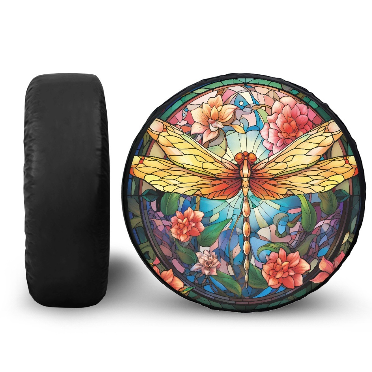 Temu Dragonfly pattern tire cover dustproof universal spare tire cover for trailers, RV, SUV trucks