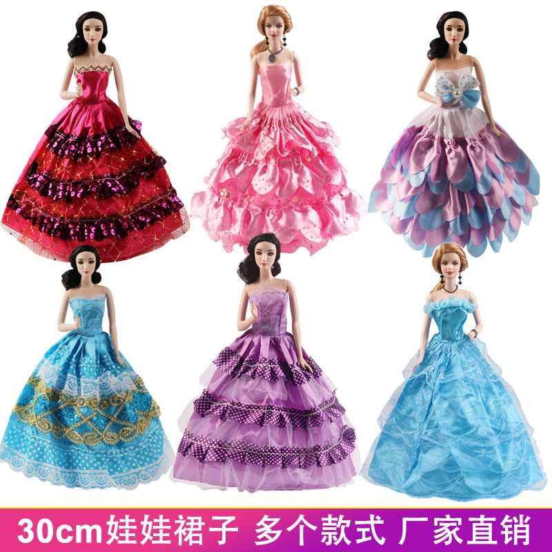 跨境专供 芭笓娃娃衣服婚纱裙子 洋娃娃换装公主衣服配件大裙子