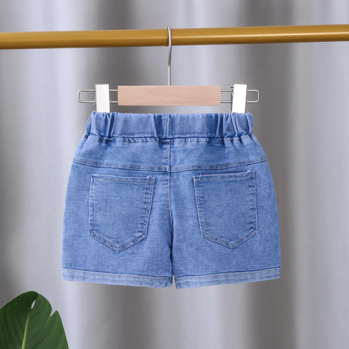 Girls' denim shorts, summer style, children's jeans, girls' pants, thin children's baby elastic outer wear