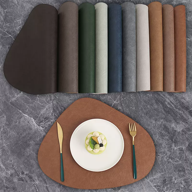 亚马逊水滴形餐垫牛皮纹双面桌垫防烫隔热垫杯垫ins风外贸餐具垫
