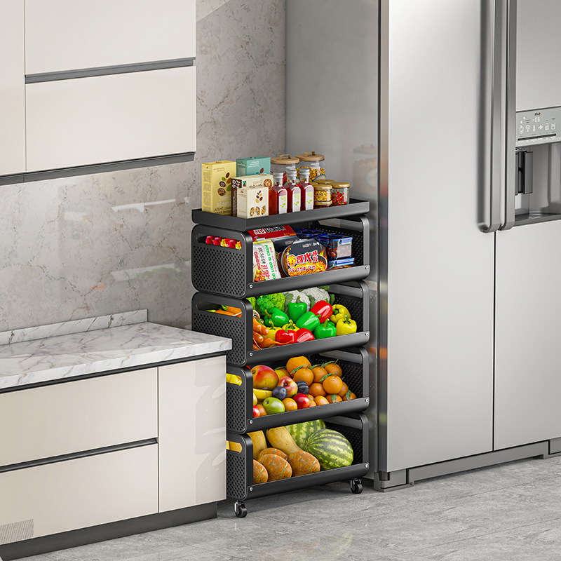 8N Kitchen Vegetable Fruit Storage Basket Stand Multi-level Vegetable Basket Corner Shelf Storage Cabinet