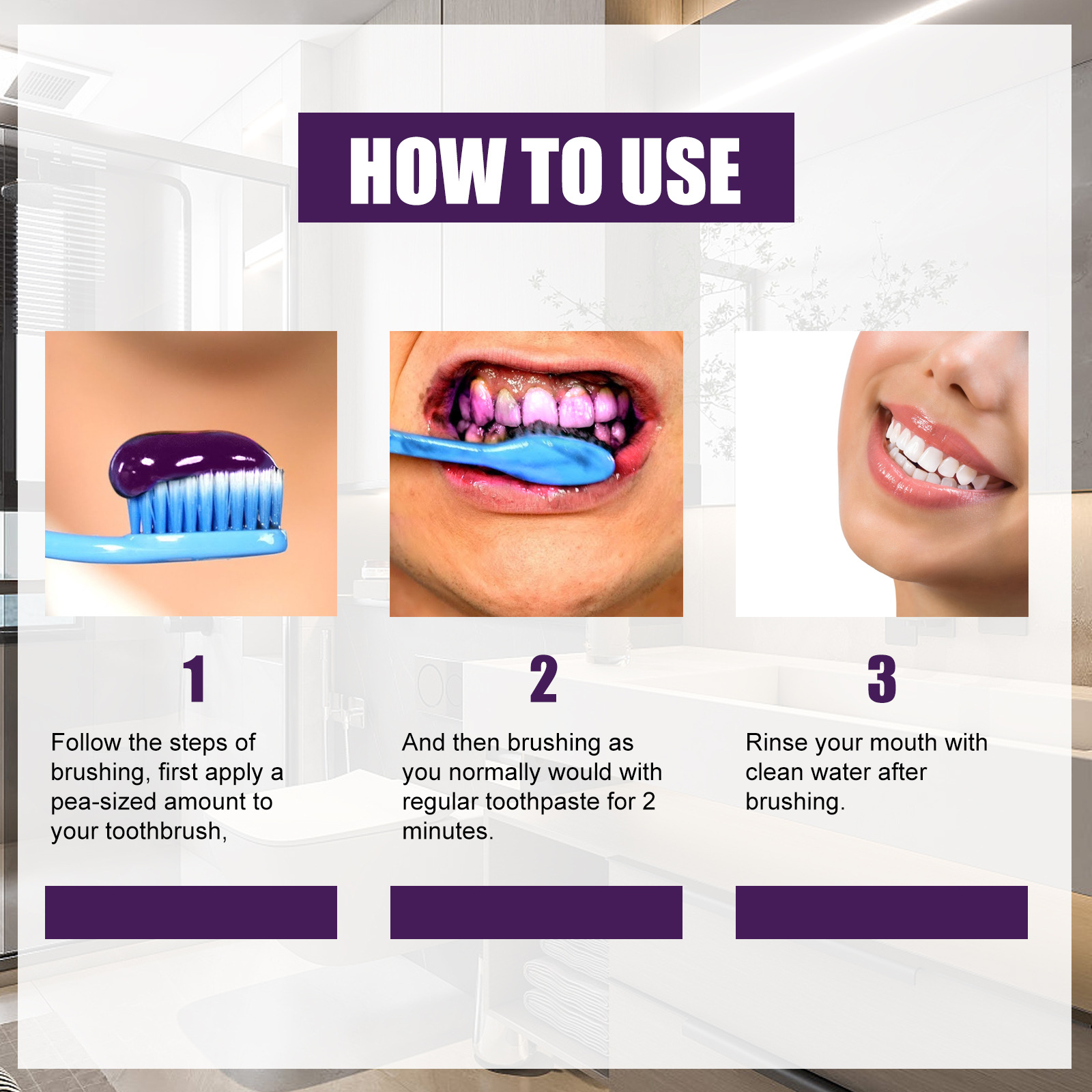 EELHOE V34 Purple Toothpaste with Yellow Stains Stains, Brightening White Teeth Cleaning, and Fresh Oral Cavity_voghion.com