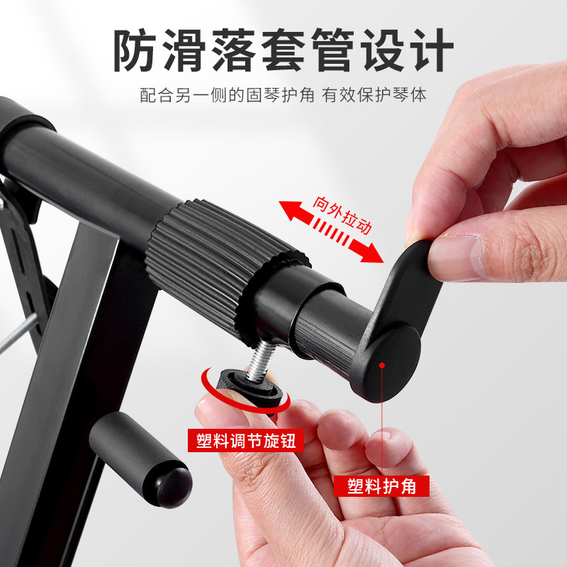 現物卸売りのキーボードの支えの楽器の通用する琴の棚の電子の琴のx型の棚はx型の琴の棚のピアノのランクの項を分解します。