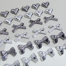 甜酷风黑银蝴蝶结爱心亚克力串珠diy手工饰品手机链车挂配件材料