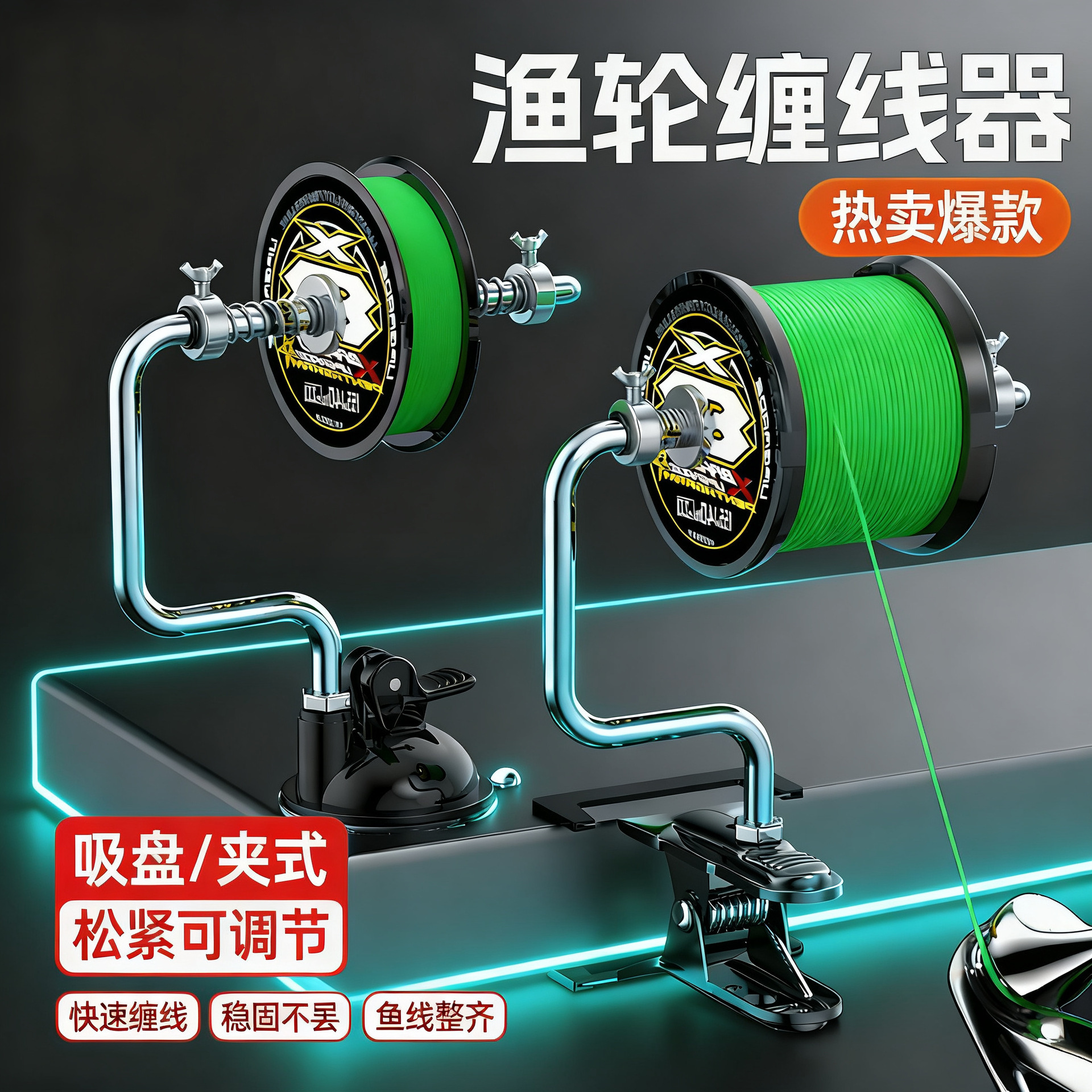 跨境新款水滴轮纺车轮上线工具鱼线上线器渔线轮缠线器渔轮缠线器